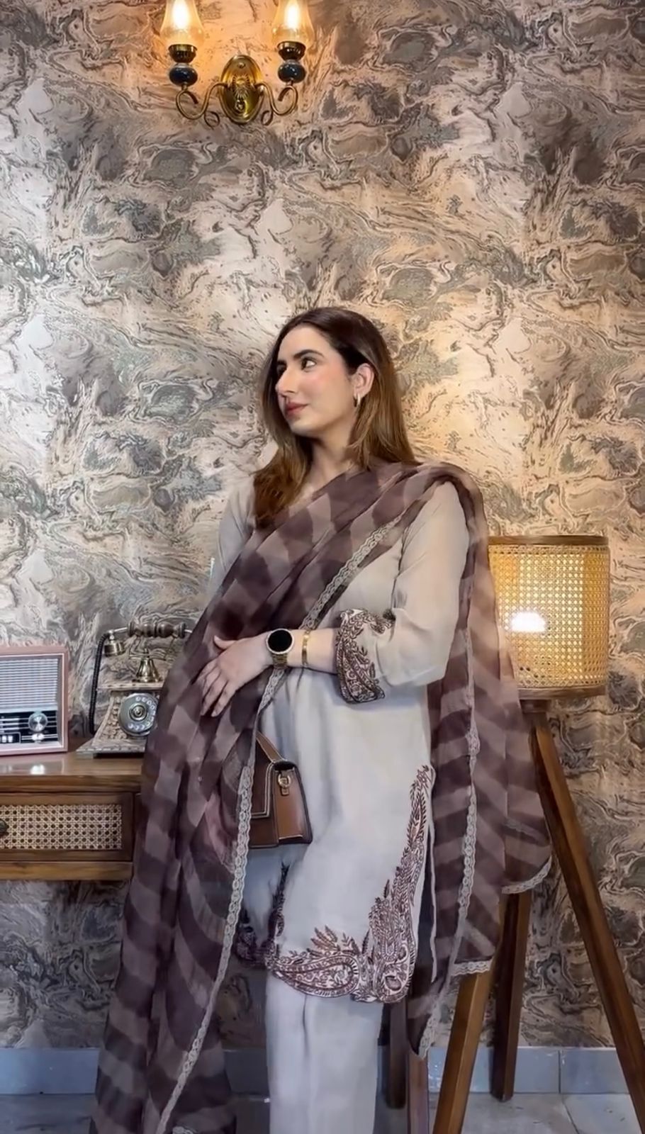 Grey Fox Georgette With Thread Work Salwar Suit - Image 3