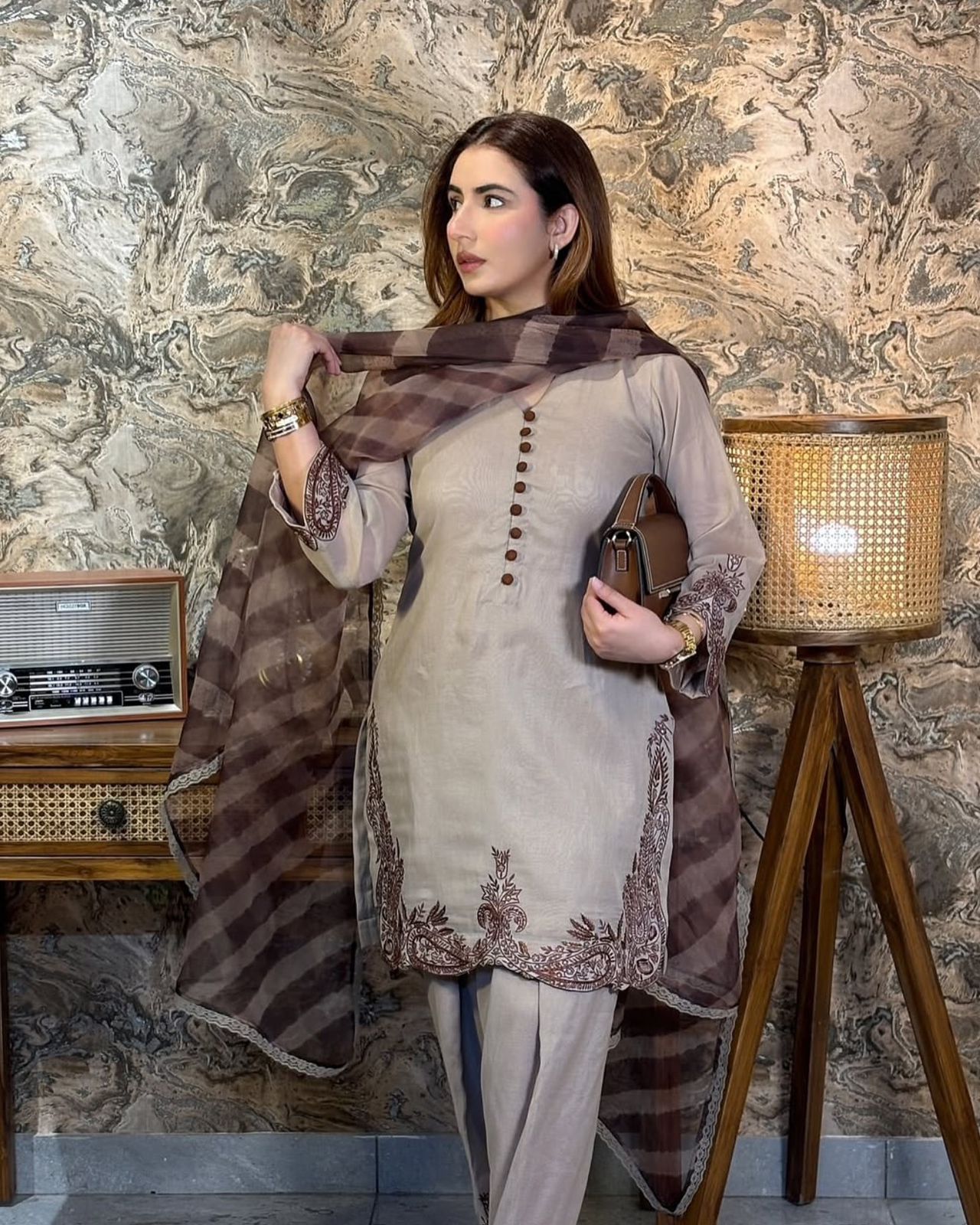 Grey Fox Georgette With Thread Work Salwar Suit - Image 2