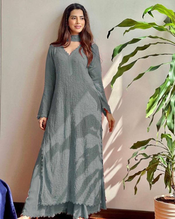BE 170 Grey Color Georgette Thread Embroidery Salwar Suit Wedding, Party, Festive events, etc.  Expected Delivery  4-6 Working Days @1999/- | Salwar suit, Designer Suits, Casual Suits, Creative suits, Palazzo Suits, Party Wear Suits, Patiala Suits, Straight Suits