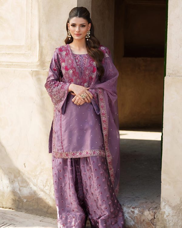 Lavender Chinnon Silk With Embroider Salwar Suit