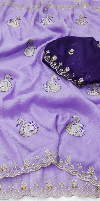 BT 1284 Lavender Crunchy Chiffon Saree Perfect for Wedding, Party, Ethnic Day, Ganesh Chaturthi, Sangeet . Best Price ₹1799. Delivery 4-6 Working Days | Sarees, Bollywood Sarees, Creative Sarees, Designer Sarees, Embroidered Sarees, Ethnic Saree, Modern Digital sarees, Party Wear Sarees