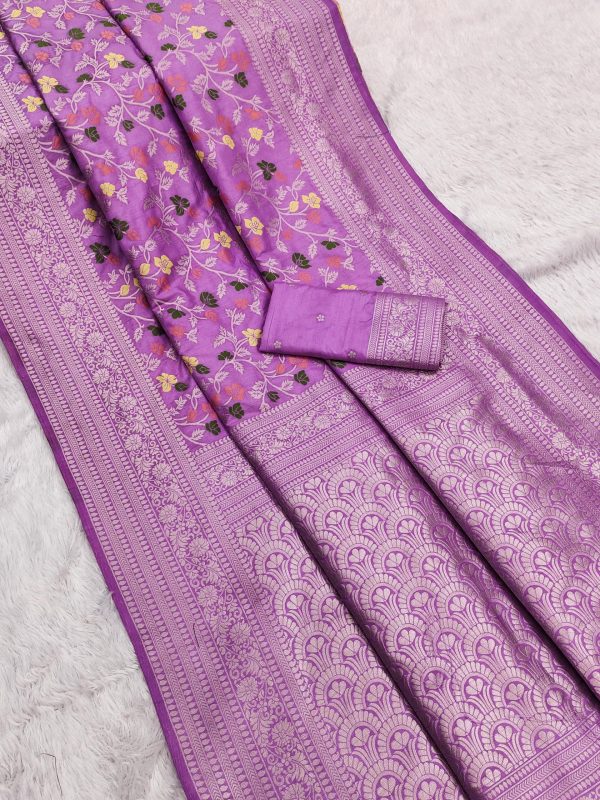 Lavender Khaddi Pashmina Zari Work Saree