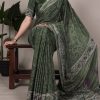 Mahendi Crepe With Printed Saree