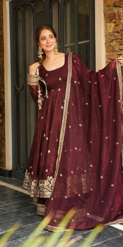 SSR 521 Maroon Crunchy Silk Embroidery Work Salwar Suit Wedding, Party, Festive, Events, Navratri Garba, Anniversary, Haldi,Best Price ₹2449. | Jump Suits, Salwar suit, Designer Suits, Casual Suits, Creative suits, Palazzo Suits, Party Wear Suits, Patiala Suits, Straight Suits
