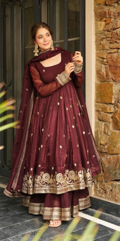 SSR 521 Maroon Crunchy Silk Embroidery Work Salwar Suit Wedding, Party, Festive, Events, Navratri Garba, Anniversary, Haldi,Best Price ₹2449. | Jump Suits, Salwar suit, Designer Suits, Casual Suits, Creative suits, Palazzo Suits, Party Wear Suits, Patiala Suits, Straight Suits