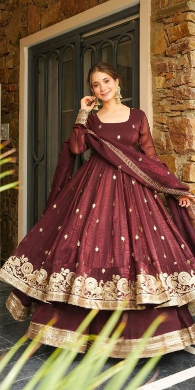 SSR 521 Maroon Crunchy Silk Embroidery Work Salwar Suit Wedding, Party, Festive, Events, Navratri Garba, Anniversary, Haldi,Best Price ₹2449. | Jump Suits, Salwar suit, Designer Suits, Casual Suits, Creative suits, Palazzo Suits, Party Wear Suits, Patiala Suits, Straight Suits