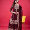 SR 1688 Maroon Faux Georgette with Lace Work & Embroidery Work. Salwar Suit Introductory Price ₹1949. Delivery 4-6 Working Days. Shop now. | Jump Suits, Salwar suit, Designer Suits, Casual Suits, Creative suits, Palazzo Suits, Party Wear Suits, Patiala Suits, Straight Suits