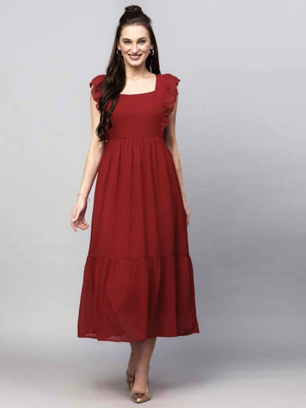 INLI Trendy Maroon in Georgette Butti Designer Gown . Wedding, Party, Festive Affordable Price ₹1399. Delivery 4-6 Working Days. Shop now. | Gowns, Bollywood Gowns, Creative Gowns, Designer Gowns, Embroidered Gowns, Party Wear Gowns