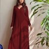 Maroon Georgette Thread Embroidery Salwar Suit