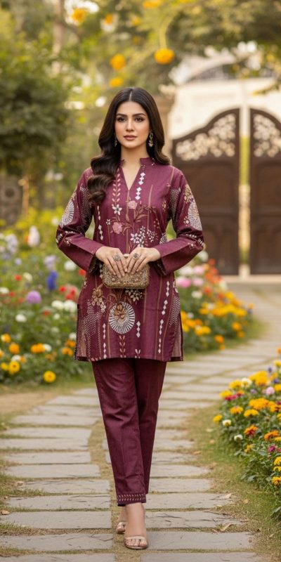 Maroon Linen Cotton Turkish Style Kurti