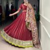 LNB 1658 Maroon Pure Chanderi with Zari Work & Gotta Patti Work Lehenga Choli . Introductory Price ₹3199. Delivery 4-6 Working Days. Shop now. | Lehenga, Bollywood Lehenga, Creative Lehenga, Designer Lehenga, Embroidered Lehenga, Party Wear Lehenga