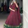 LNB 1904 Maroon Pure Chanderi with Zari Work Lehenga Choli . Affordable Price ₹1999. Delivery 4-6 Working Days. Shop now. | Lehenga, Bollywood Lehenga, Creative Lehenga, Designer Lehenga, Embroidered Lehenga, Party Wear Lehenga