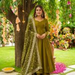 Mehandi German Chiffon With Sequence Gown