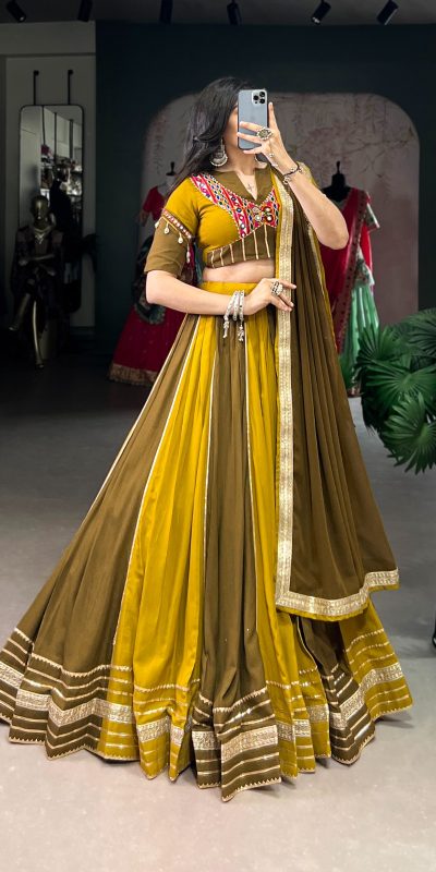 LNB 1613 Mehendi Pure Rayon Sequins Work & Mirror Work Lehenga Choli in . Festive Deal ₹2799. Delivery 4-6 Working Days. Shop now. | Lehenga, Bollywood Lehenga, Creative Lehenga, Designer Lehenga, Embroidered Lehenga, Party Wear Lehenga