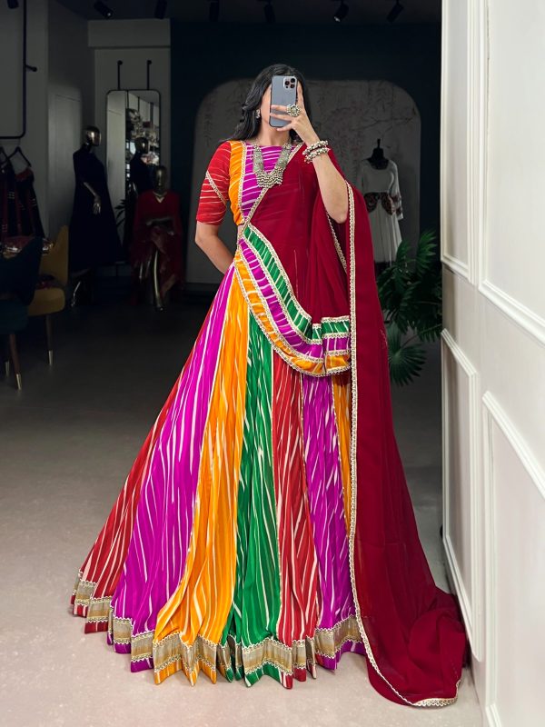 Multi Georgette With Lace Work Lehenga Choli