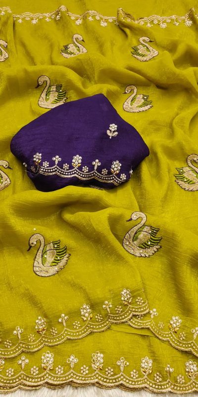 BT 1284 Mustard Crunchy Chiffon Saree Perfect for Wedding, Party, Ethnic Day, Ganesh Chaturthi, Sangeet . Best Price ₹1799. Delivery 4-6 Working Days | Sarees, Bollywood Sarees, Creative Sarees, Designer Sarees, Embroidered Sarees, Ethnic Saree, Modern Digital sarees, Party Wear Sarees