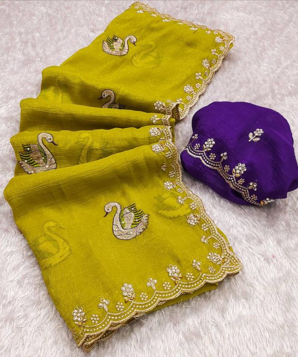 BT 1284 Mustard Crunchy Chiffon Saree Perfect for Wedding, Party, Ethnic Day, Ganesh Chaturthi, Sangeet . Best Price ₹1799. Delivery 4-6 Working Days | Sarees, Bollywood Sarees, Creative Sarees, Designer Sarees, Embroidered Sarees, Ethnic Saree, Modern Digital sarees, Party Wear Sarees