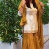 Mustard Natural Crep Lace Work Salwar Suit