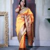 Mustard Paithani Ajanta Lotus With Lace Work Saree