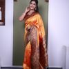 Mustard Soft Paithani Silk Zari Work Lace Saree