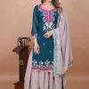 Navy Blue Faux Georgette 5mm Embroidery Salwar Suit