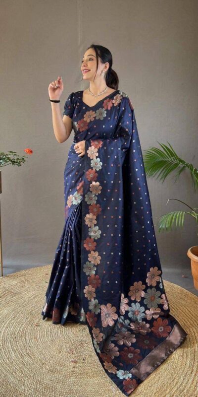 KP 6003 Navy Blue Soft Lichi Silk Cloth Lace Work & Lace Border Saree in Best Price ₹1399. Delivery 4-6 Working Days. Shop now. | Sarees, Bollywood Sarees, Creative Sarees, Designer Sarees, Embroidered Sarees, Ethnic Saree, Modern Digital sarees, Party Wear Sarees