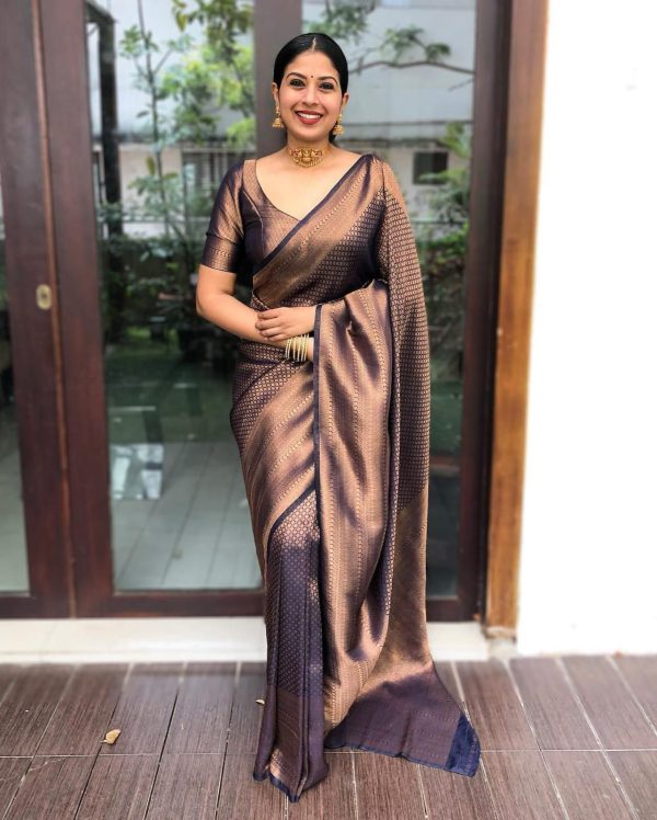 KP 4040 Navy Blue Soft Lichi Silk Saree Perfect for Wedding, Party, Ethnic Day, Raksha Bandhan, Temple Visit –.Exclusive Offer ₹1299. Delivery 4-6 Working D | Sarees, Bollywood Sarees, Creative Sarees, Designer Sarees, Embroidered Sarees, Ethnic Saree, Modern Digital sarees, Party Wear Sarees