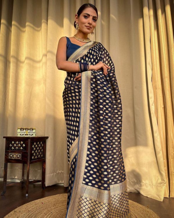 KP 5083 Navy Blue Soft Lichi Silk Perfect for Wedding, Party, Family Gatherings, Sangeet, Diwali Cloth. Saree. Get it for ₹1399. Delivery 4-6 Working Days. | Sarees, Bollywood Sarees, Creative Sarees, Designer Sarees, Embroidered Sarees, Ethnic Saree, Modern Digital sarees, Party Wear Sarees