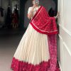 Off White Cotton With Sequins Work Lehenga Choli