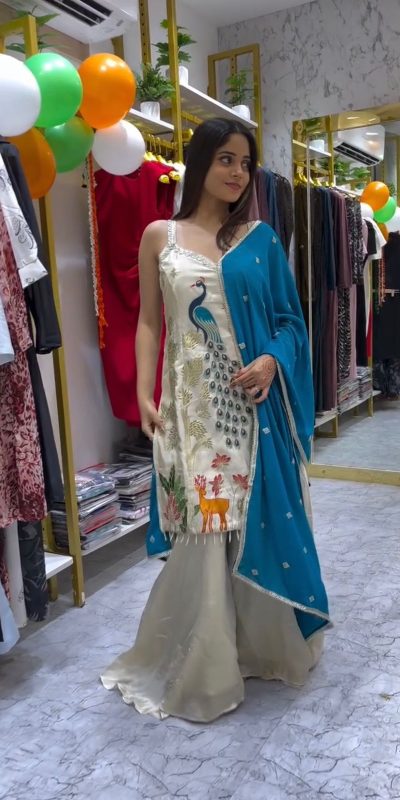 LG 1994 Off White Color French Crape Embroidery Work Salwar Suit Casual, Wedding, Festive, Events . Expected Delivery  4-6 Working Days @1999/- only      | Jump Suits, Salwar suit, Designer Suits, Casual Suits, Creative suits, Palazzo Suits, Party Wear Suits, Patiala Suits, Straight Suits