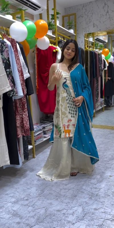 LG 1994 Off White Color French Crape Embroidery Work Salwar Suit Casual, Wedding, Festive, Events . Expected Delivery  4-6 Working Days @1999/- only      | Jump Suits, Salwar suit, Designer Suits, Casual Suits, Creative suits, Palazzo Suits, Party Wear Suits, Patiala Suits, Straight Suits