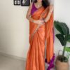 Orange Pure Erode Silk Saree