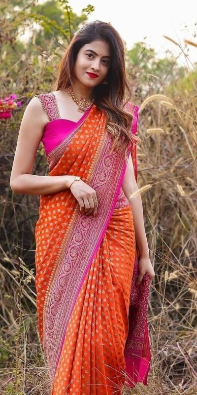 KP 3079 Orange Color Soft Lichi Silk Cloth Rich Pallu All Over Saree Events Casual, Wedding, Festive, Events . Expected Delivery  4-6 Working Days @1449/- | Sarees, Bollywood Sarees, Creative Sarees, Designer Sarees, Embroidered Sarees, Ethnic Saree, Modern Digital sarees, Party Wear Sarees