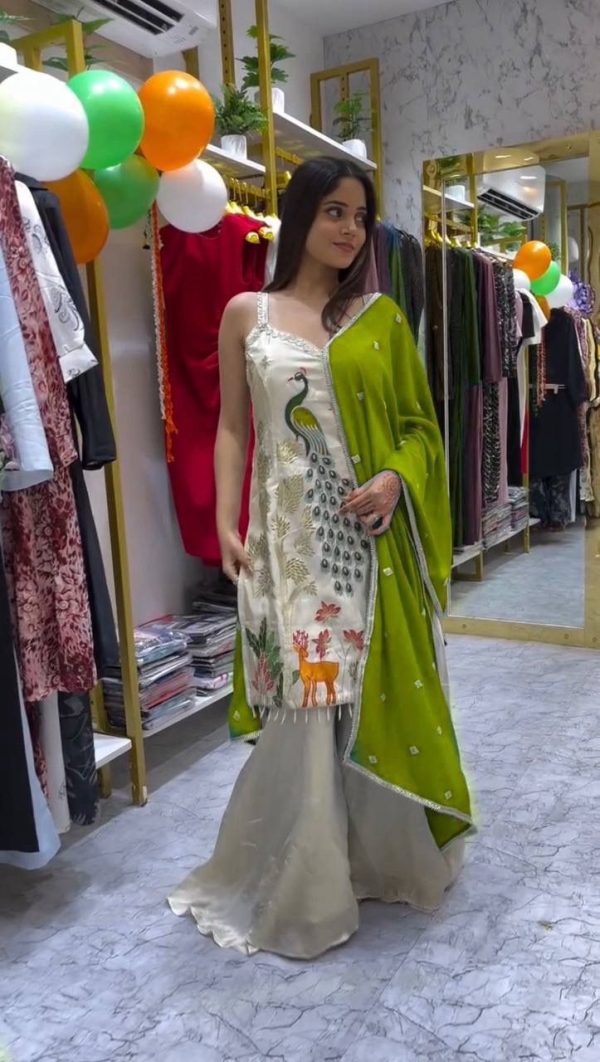 Parrot Green French Embroidery Salwar Suit