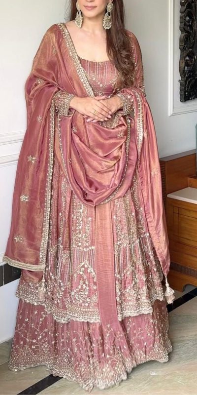 VLM 297 Peach Crunchy Silk with Lace Work & Embroidery Work Gown . Introductory Price ₹2499. Delivery 4-6 Working Days. Shop now. | Gowns, Bollywood Gowns, Creative Gowns, Designer Gowns, Embroidered Gowns, Party Wear Gowns