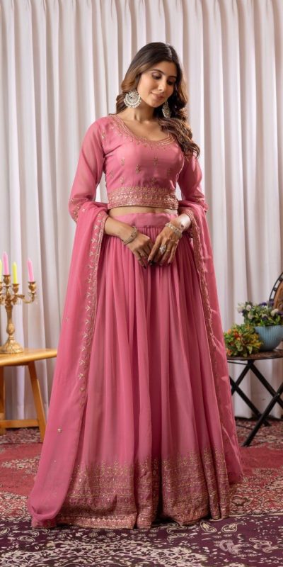 PDC 91 Peach Pure fox Georgette Lehenga Choli erfect for Wedding, Party, Festival Celebrations, Diwali, Karwa Chauth – . Now at just ₹2399. Delivery 4 | Lehenga, Bollywood Lehenga, Creative Lehenga, Designer Lehenga, Embroidered Lehenga, Party Wear Lehenga