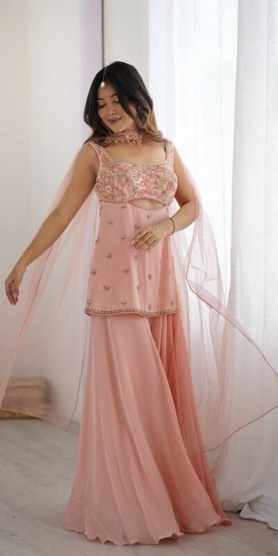 LG 1959 Peach Georgette With Lace Work & Embroidery Work Salwar Suit . Available at ₹1849 only. Delivery 4-6 Working Days. Shop now. | Jump Suits, Tops & Bottoms, Track Suits, Trendy Wear, Salwar suit, Designer Suits, Casual Suits, Creative suits, Palazzo Suits, Party Wear Suits, Patiala Suits, Straight Suits
