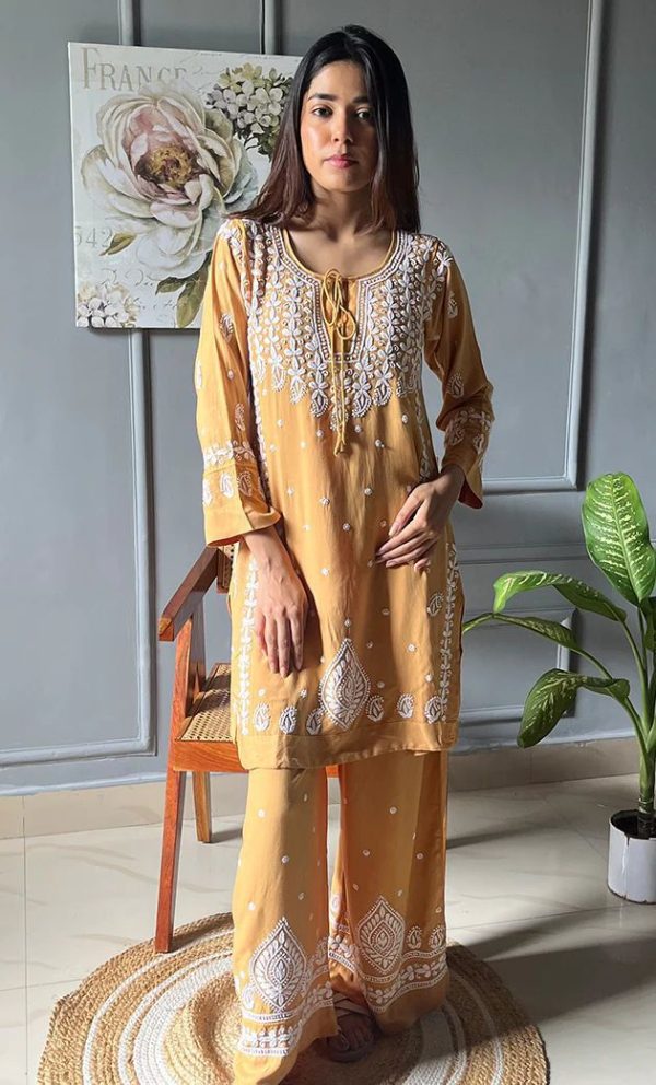 Peach Rayon With Embroidery Work Salwar Suit