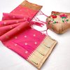 Pink A Pethani Silk Lace Zari Work Saree