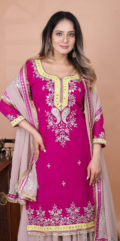 SRK 5260 Pink Faux Georgette With 5mm Embroidery Sequence Work Perfect for Wedding, Party, Karwa Chauth, Ethnic Day, Baisakhi Beast Price At 2149/- Only | Jump Suits, Salwar suit, Designer Suits, Casual Suits, Creative suits, Palazzo Suits, Party Wear Suits, Patiala Suits, Straight Suits