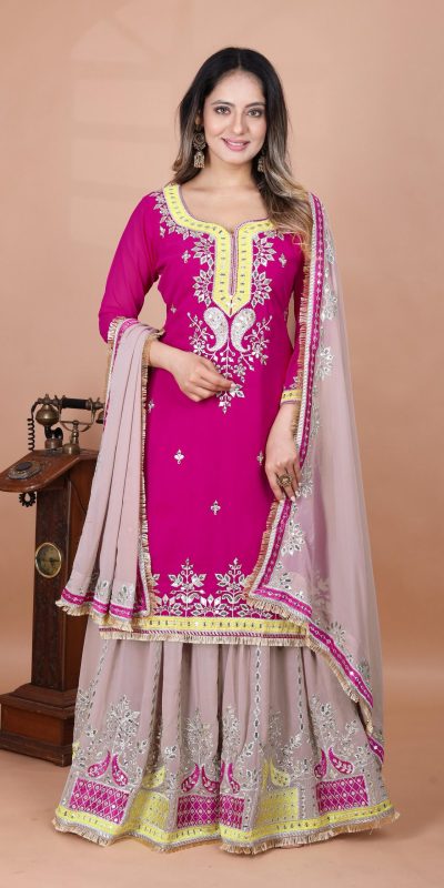 SRK 5260 Pink Faux Georgette With 5mm Embroidery Sequence Work Perfect for Wedding, Party, Karwa Chauth, Ethnic Day, Baisakhi Beast Price At 2149/- Only | Jump Suits, Salwar suit, Designer Suits, Casual Suits, Creative suits, Palazzo Suits, Party Wear Suits, Patiala Suits, Straight Suits