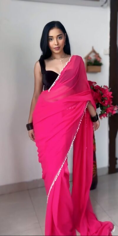 SC 239 Pink Georgette With Lace Work & Lace Border Saree . Wedding, Party, Festive, Events, Exclusive Offer ₹1599. Delivery 4-6 Working Days. Shop now. | Sarees, Bollywood Sarees, Creative Sarees, Designer Sarees, Embroidered Sarees, Ethnic Saree, Modern Digital sarees, Party Wear Sarees