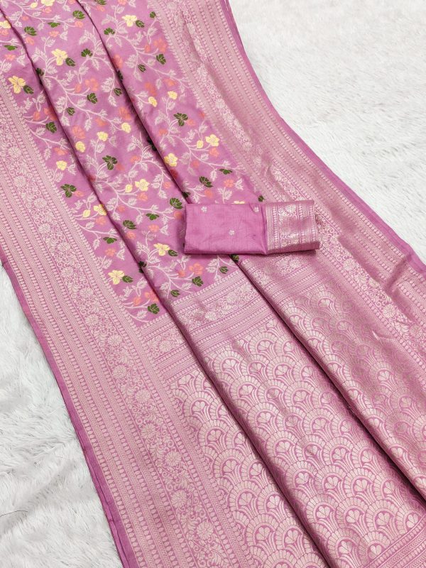 Pink Khaddi Pashmina Zari Work Saree