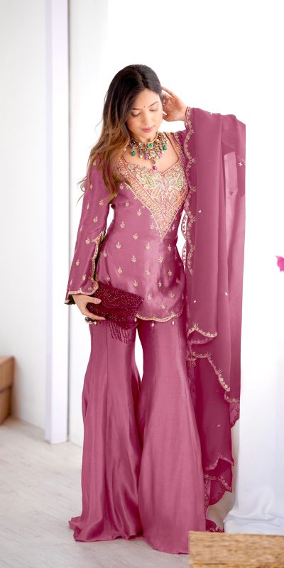 NSR 852 Pink Simar Silk With Embroidery Work with Full Sleeve Salwar Suit in . Now at just ₹2099. Delivery 4-6 Working Days. Shop n | Jump Suits, Salwar suit, Designer Suits, Casual Suits, Creative suits, Palazzo Suits, Party Wear Suits, Patiala Suits, Straight Suits