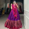 Pink Tasar Silk Foil Work Lehenga Choli