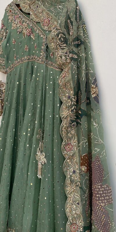 LG 2009 Pista Chinon Gown Perfect for Wedding, Party, Pongal, Ganesh Chaturthi, Family Gatherings – . Introductory Price ₹2099. Delivery 4-6 Working Days | Gowns, Bollywood Gowns, Creative Gowns, Designer Gowns, Embroidered Gowns, Party Wear Gowns