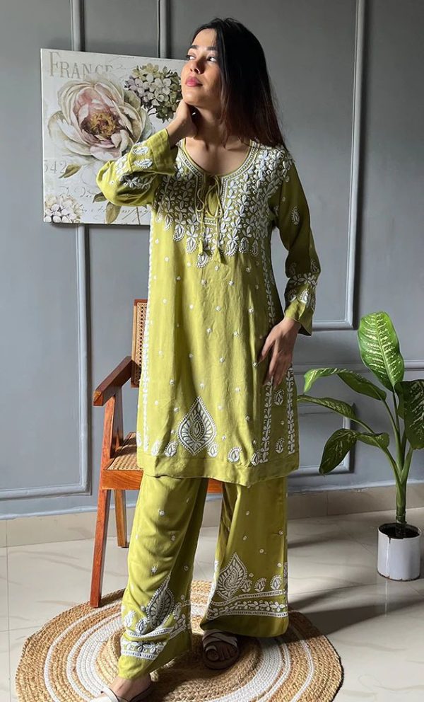 Pista Rayon With Embroidery Work Salwar Suit