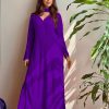 Purple Georgette Thread Embroidery Salwar Suit