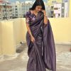 Purple Gold Crush Lace Border Work Saree