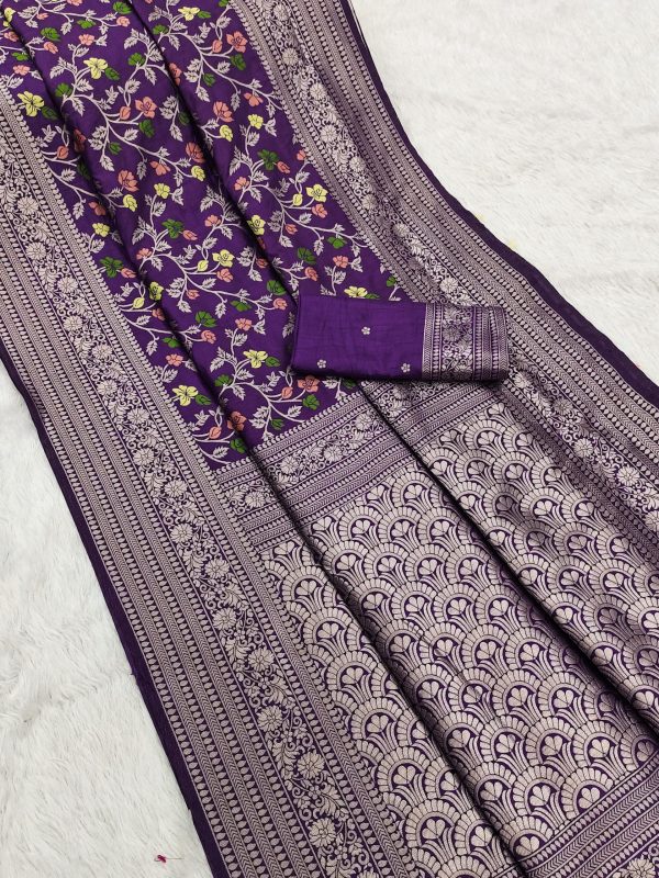 Purple Khaddi Pashmina Zari Work Saree